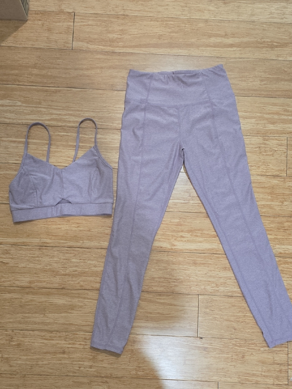 Varley Lilac Heather Sports Bra and Leggings Set